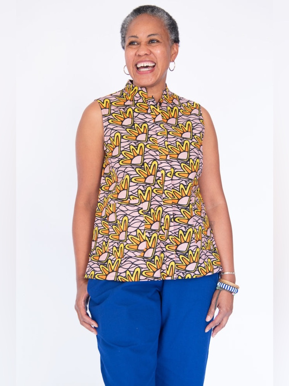 Zuri Made in Kenya Sleeveless Sunbeam blouse, BNWT, size S